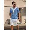 imageCOOFANDY Mens TShirts Short Sleeve Knit Shirt Crew Neck Sweater Fashion Casual Textured Pullover TeesBlue