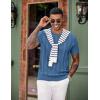 imageCOOFANDY Mens TShirts Short Sleeve Knit Shirt Crew Neck Sweater Fashion Casual Textured Pullover TeesBlue