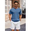 imageCOOFANDY Mens TShirts Short Sleeve Knit Shirt Crew Neck Sweater Fashion Casual Textured Pullover TeesBlue