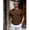 imageCOOFANDY Mens TShirts Short Sleeve Knit Shirt Crew Neck Sweater Fashion Casual Textured Pullover TeesBrown
