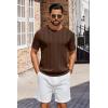 imageCOOFANDY Mens TShirts Short Sleeve Knit Shirt Crew Neck Sweater Fashion Casual Textured Pullover TeesBrown