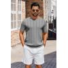 imageCOOFANDY Mens TShirts Short Sleeve Knit Shirt Crew Neck Sweater Fashion Casual Textured Pullover TeesGrey