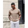imageCOOFANDY Mens TShirts Short Sleeve Knit Shirt Crew Neck Sweater Fashion Casual Textured Pullover TeesKhaki