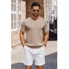 imageCOOFANDY Mens TShirts Short Sleeve Knit Shirt Crew Neck Sweater Fashion Casual Textured Pullover TeesKhaki