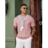 imageCOOFANDY Mens TShirts Short Sleeve Knit Shirt Crew Neck Sweater Fashion Casual Textured Pullover TeesLight Pink