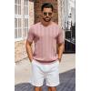 imageCOOFANDY Mens TShirts Short Sleeve Knit Shirt Crew Neck Sweater Fashion Casual Textured Pullover TeesLight Pink