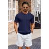 imageCOOFANDY Mens TShirts Short Sleeve Knit Shirt Crew Neck Sweater Fashion Casual Textured Pullover TeesNavy Blue