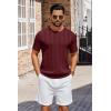 imageCOOFANDY Mens TShirts Short Sleeve Knit Shirt Crew Neck Sweater Fashion Casual Textured Pullover TeesWine Red