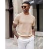 imageCOOFANDY Mens TShirts Short Sleeve Knit Shirts Casual Crewneck Ribbed Dress Tee ShirtBeige