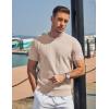 imageCOOFANDY Mens TShirts Short Sleeve Knit Shirts Casual Crewneck Ribbed Dress Tee ShirtBeige