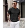 imageCOOFANDY Mens TShirts Short Sleeve Knit Shirts Casual Crewneck Ribbed Dress Tee ShirtBlack