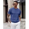 imageCOOFANDY Mens TShirts Short Sleeve Knit Shirts Casual Crewneck Ribbed Dress Tee ShirtBlue
