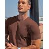 imageCOOFANDY Mens TShirts Short Sleeve Knit Shirts Casual Crewneck Ribbed Dress Tee ShirtBrown