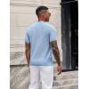 imageCOOFANDY Mens TShirts Short Sleeve Knit Shirts Casual Crewneck Ribbed Dress Tee ShirtLight Blue