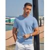 imageCOOFANDY Mens TShirts Short Sleeve Knit Shirts Casual Crewneck Ribbed Dress Tee ShirtLight Blue