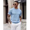 imageCOOFANDY Mens TShirts Short Sleeve Knit Shirts Casual Crewneck Ribbed Dress Tee ShirtLight Blue