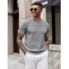 imageCOOFANDY Mens TShirts Short Sleeve Knit Shirts Casual Crewneck Ribbed Dress Tee ShirtLight Grey