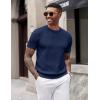 imageCOOFANDY Mens TShirts Short Sleeve Knit Shirts Casual Crewneck Ribbed Dress Tee ShirtNavy Blue
