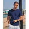 imageCOOFANDY Mens TShirts Short Sleeve Knit Shirts Casual Crewneck Ribbed Dress Tee ShirtNavy Blue