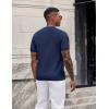imageCOOFANDY Mens TShirts Short Sleeve Knit Shirts Casual Crewneck Ribbed Dress Tee ShirtNavy Blue