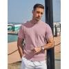 imageCOOFANDY Mens TShirts Short Sleeve Knit Shirts Casual Crewneck Ribbed Dress Tee ShirtPink