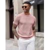 imageCOOFANDY Mens TShirts Short Sleeve Knit Shirts Casual Crewneck Ribbed Dress Tee ShirtPink