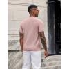 imageCOOFANDY Mens TShirts Short Sleeve Knit Shirts Casual Crewneck Ribbed Dress Tee ShirtPink