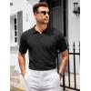 imageCOOFANDY Mens V Neck Short Sleeve Stretch Knit Polo ShirtBlack