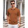 imageCOOFANDY Mens V Neck Short Sleeve Stretch Knit Polo ShirtCaramel