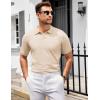 imageCOOFANDY Mens V Neck Short Sleeve Stretch Knit Polo ShirtChampagne