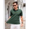 imageCOOFANDY Mens V Neck Short Sleeve Stretch Knit Polo ShirtDark Green