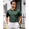 imageCOOFANDY Mens V Neck Short Sleeve Stretch Knit Polo ShirtDark Green