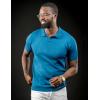 imageCOOFANDY Mens V Neck Short Sleeve Stretch Knit Polo ShirtDemin Blue
