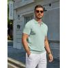 imageCOOFANDY Mens V Neck Short Sleeve Stretch Knit Polo ShirtIce Green