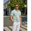 imageCOOFANDY Mens V Neck Short Sleeve Stretch Knit Polo ShirtIce Green