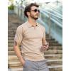 imageCOOFANDY Mens V Neck Short Sleeve Stretch Knit Polo ShirtKhaki