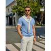 imageCOOFANDY Mens V Neck Short Sleeve Stretch Knit Polo ShirtLight Blue  White