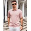 imageCOOFANDY Mens V Neck Short Sleeve Stretch Knit Polo ShirtPink