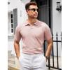 imageCOOFANDY Mens V Neck Short Sleeve Stretch Knit Polo ShirtPink