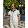 imageCOOFANDY Mens V Neck Short Sleeve Stretch Knit Polo ShirtWhite  Navy Blue