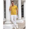 imageCOOFANDY Mens V Neck Short Sleeve Stretch Knit Polo ShirtYellow