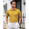 imageCOOFANDY Mens V Neck Short Sleeve Stretch Knit Polo ShirtYellow