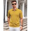 imageCOOFANDY Mens V Neck Short Sleeve Stretch Knit Polo ShirtYellow
