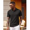 imageCOOFANDY Polo Shirts for Men Short Sleeve Shirts Casual Stylish Collared Summer Textured Knit Shirts01 Black
