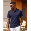 imageCOOFANDY Polo Shirts for Men Short Sleeve Shirts Casual Stylish Collared Summer Textured Knit Shirts01 Navy Blue