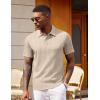 imageCOOFANDY Polo Shirts for Men Short Sleeve Shirts Casual Stylish Collared Summer Textured Knit Shirts02 Beige