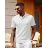 imageCOOFANDY Polo Shirts for Men Short Sleeve Shirts Casual Stylish Collared Summer Textured Knit Shirts02 White
