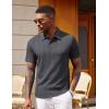 imageCOOFANDY Polo Shirts for Men Short Sleeve Shirts Casual Stylish Collared Summer Textured Knit ShirtsDark Grey