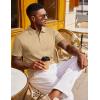 imageCOOFANDY Polo Shirts for Men Short Sleeve Shirts Casual Stylish Collared Summer Textured Knit ShirtsKhaki