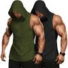 imageCOOFANDY Mens 2 Pack Workout Hooded Tank Tops Bodybuilding Muscle Cut Off T Shirt Sleeveless Gym HoodiesBlackgreen